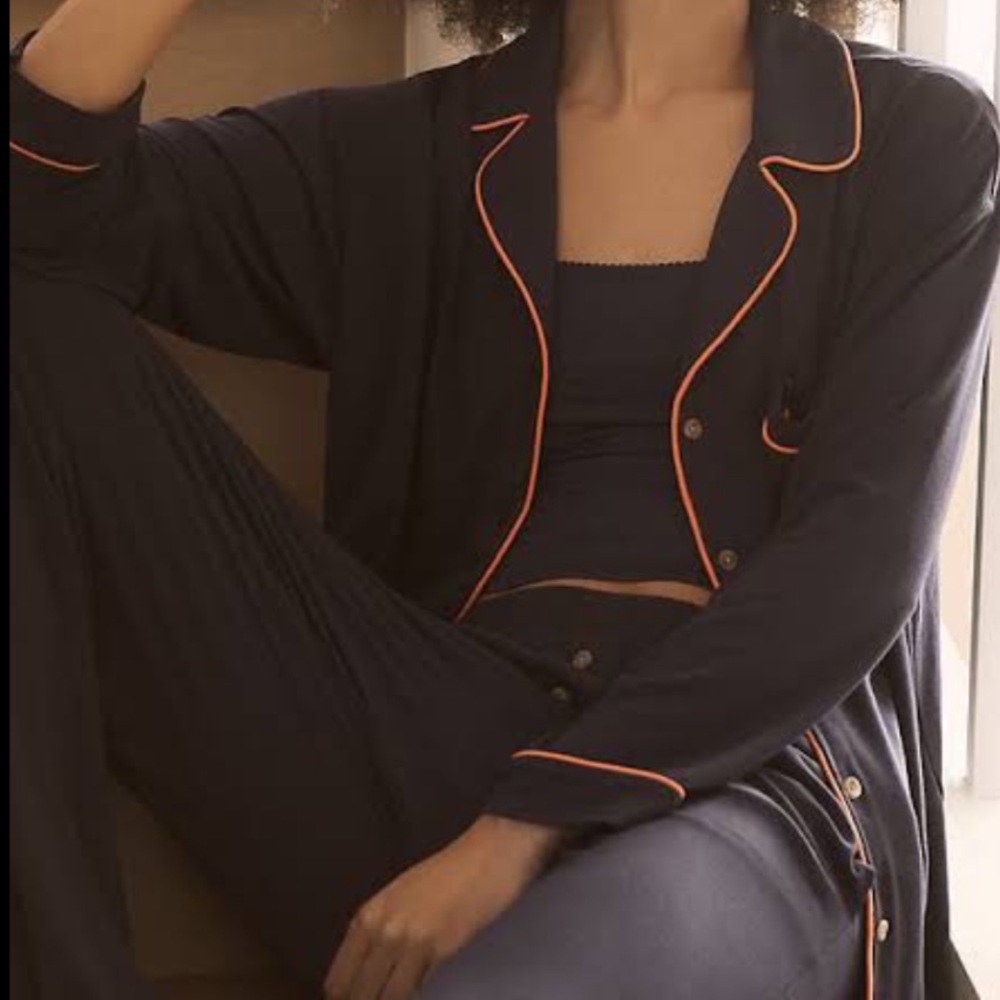 Anthropologie Briar Piped Pajama Long Sleeve Shirt